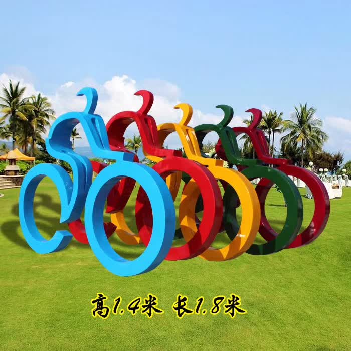 不锈钢抽象骑单车人物雕塑 
