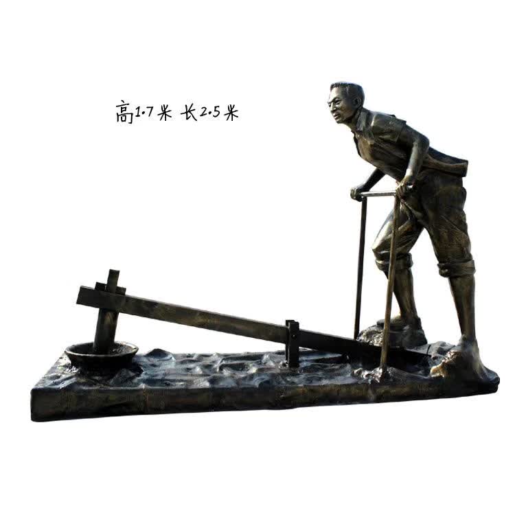 民俗捣药人物铜雕