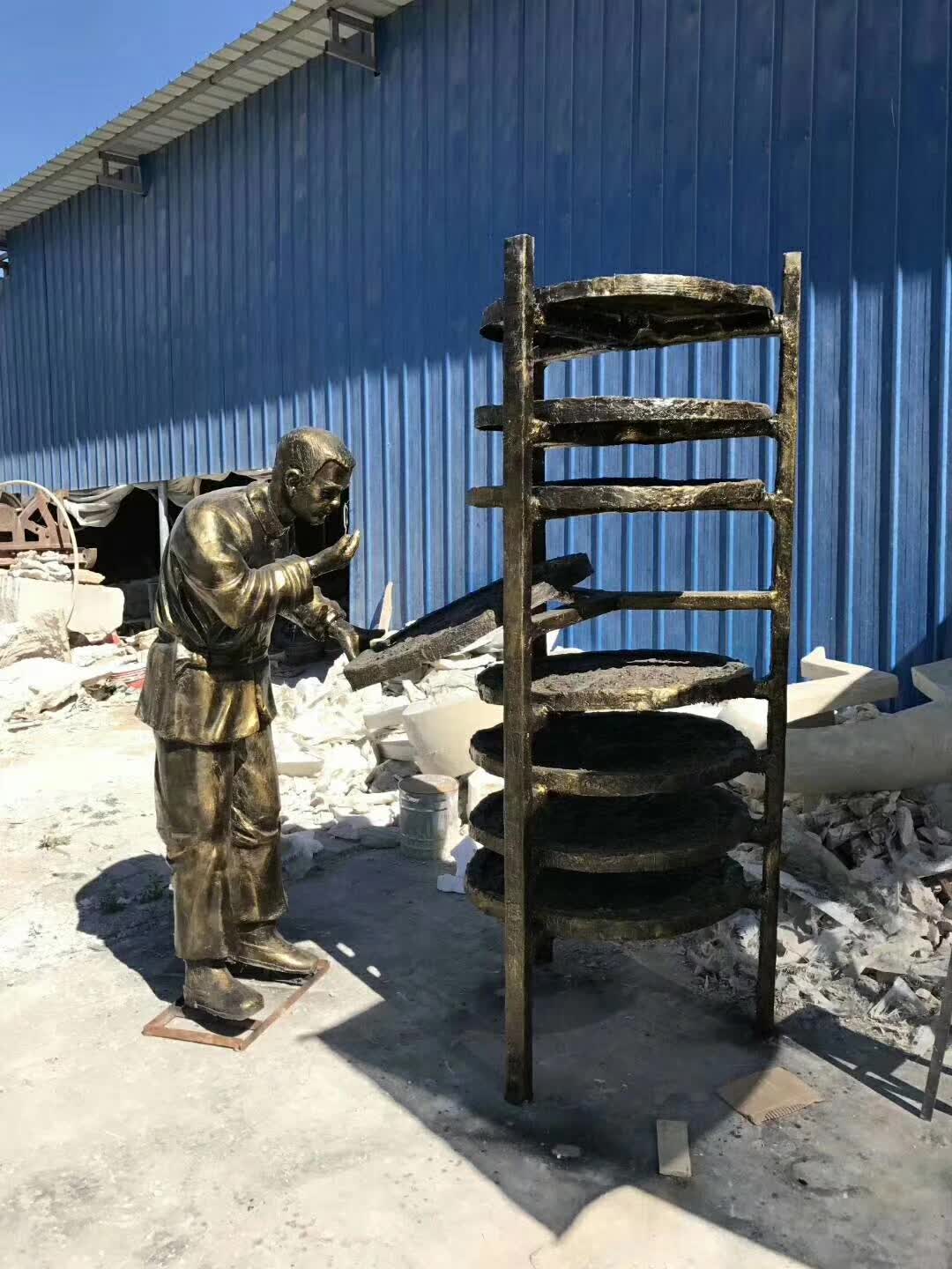 制茶工艺流程人物铜雕