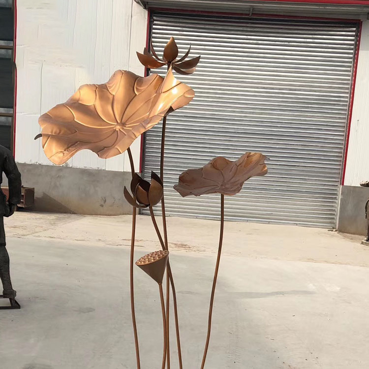 锻铜荷花不锈钢雕塑