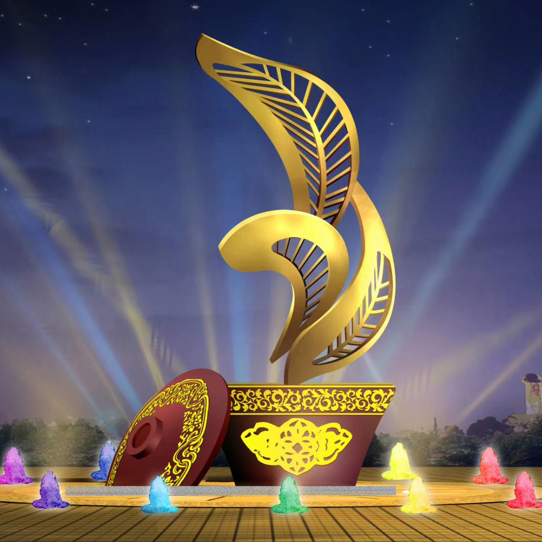 不锈钢茶艺术雕塑 