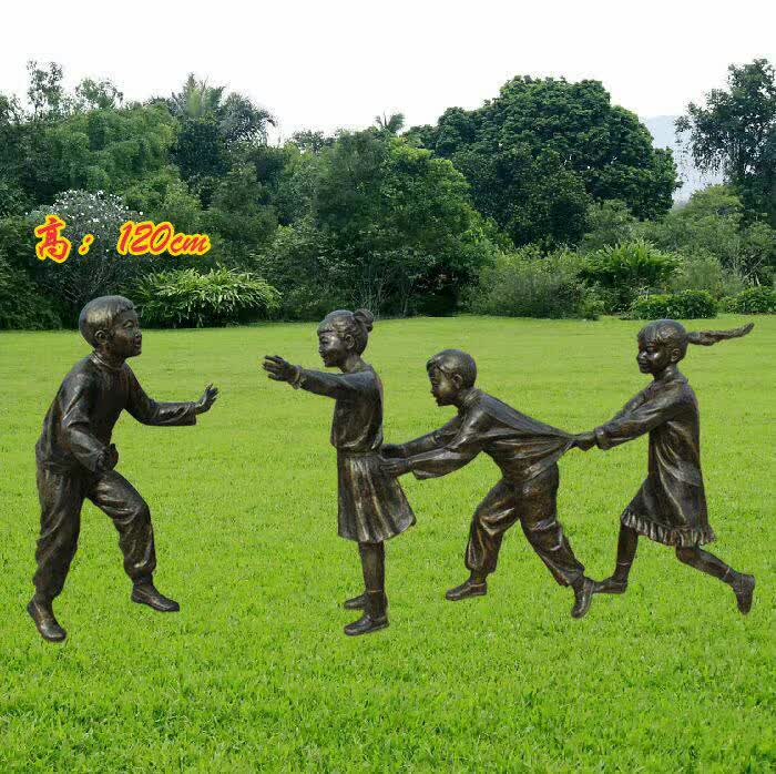 玩老鹰捉小鸡儿童雕塑