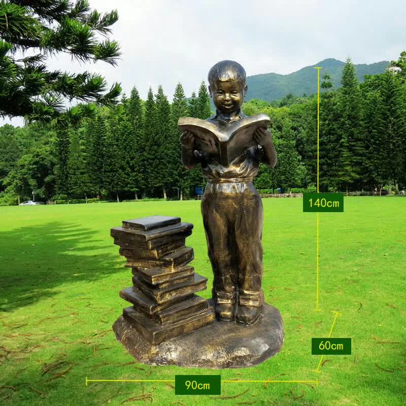 校园看书的学生铜雕