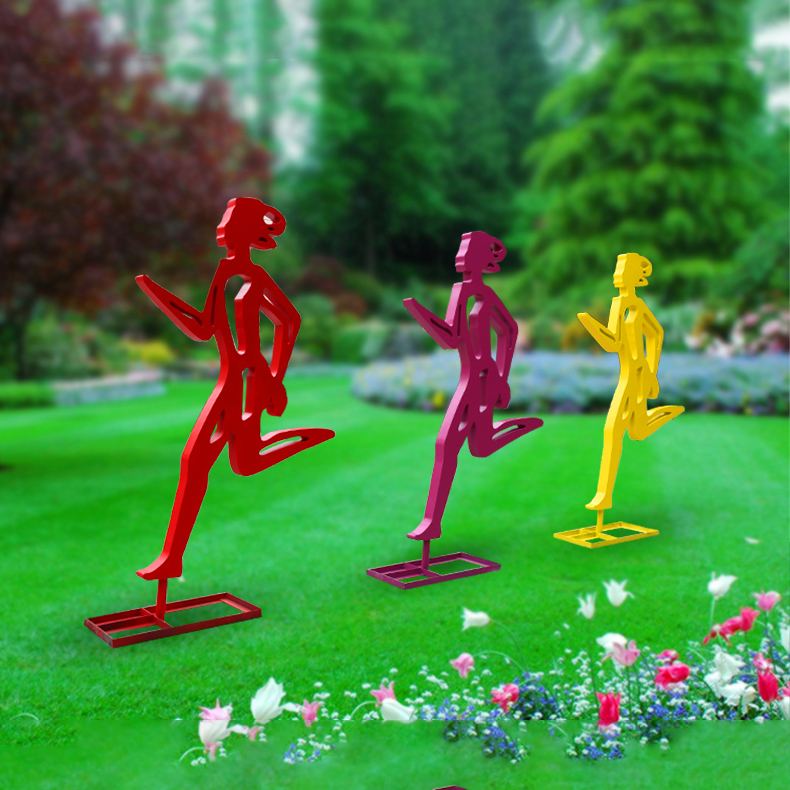 不锈钢抽象跑步人物雕塑