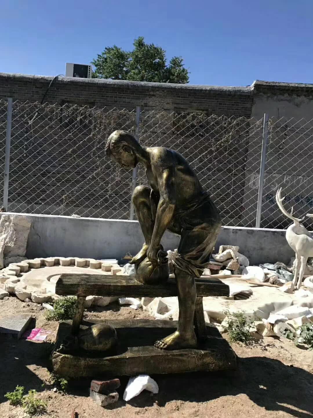 制茶工艺流程人物铜雕