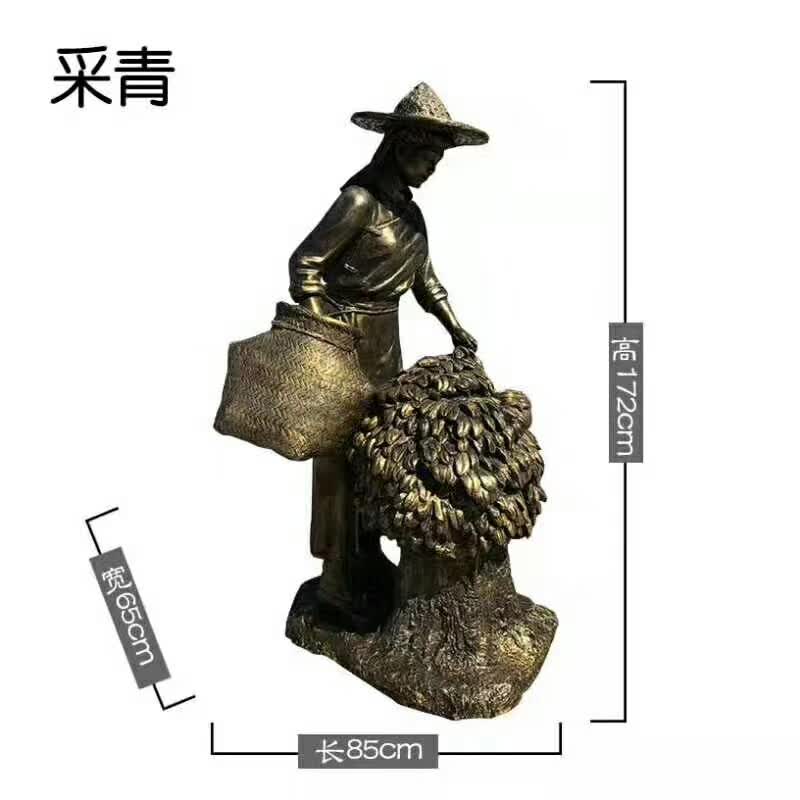 茶艺制作流程人物铜雕