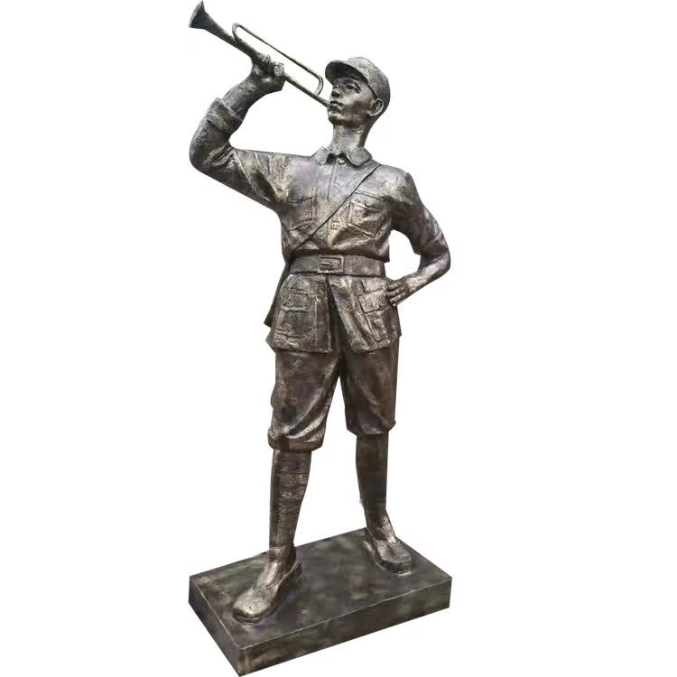 吹冲锋号人物铜雕