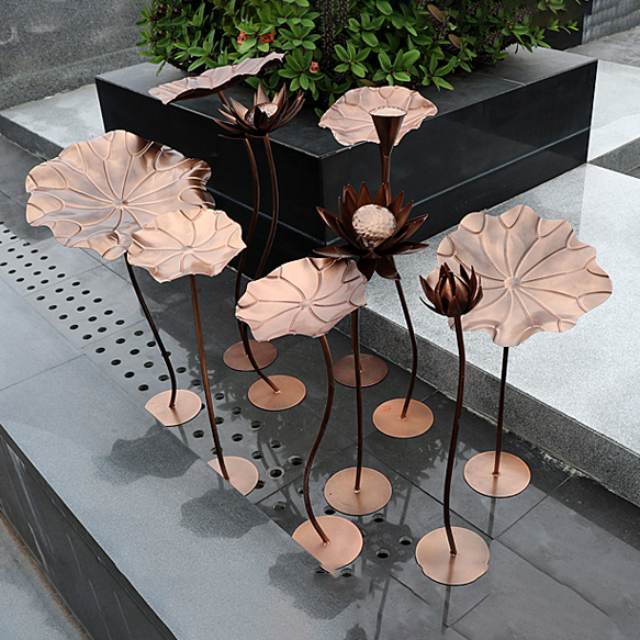 古铜色荷花不锈钢雕塑