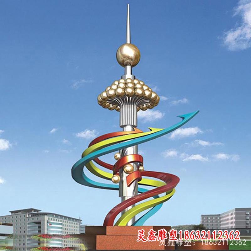 不锈钢彩色飘带   广场景观雕塑