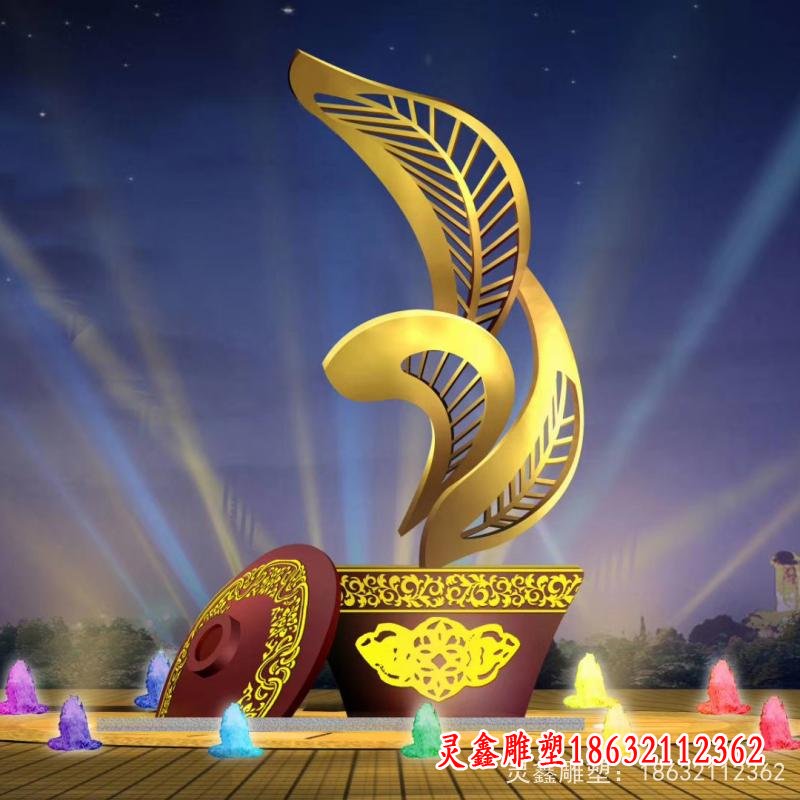 不锈钢茶艺术雕塑