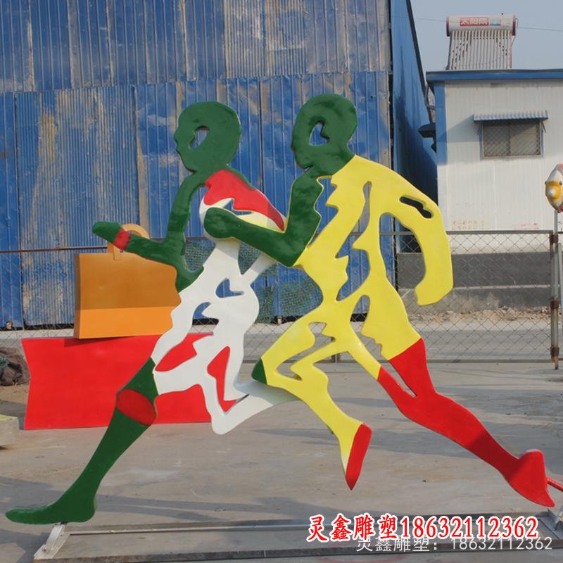 玻璃钢不锈钢跑步人物  广场运动人物