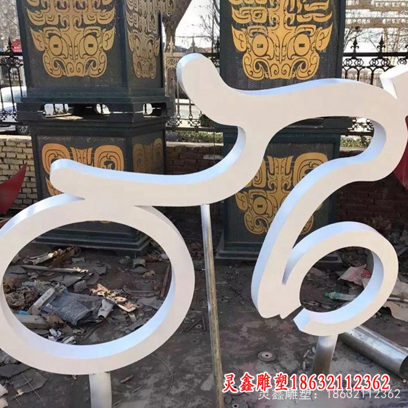 不锈钢抽象骑车  广场景观雕塑