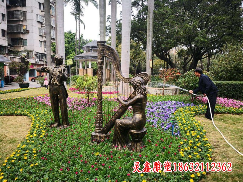 公园音乐人物铜雕