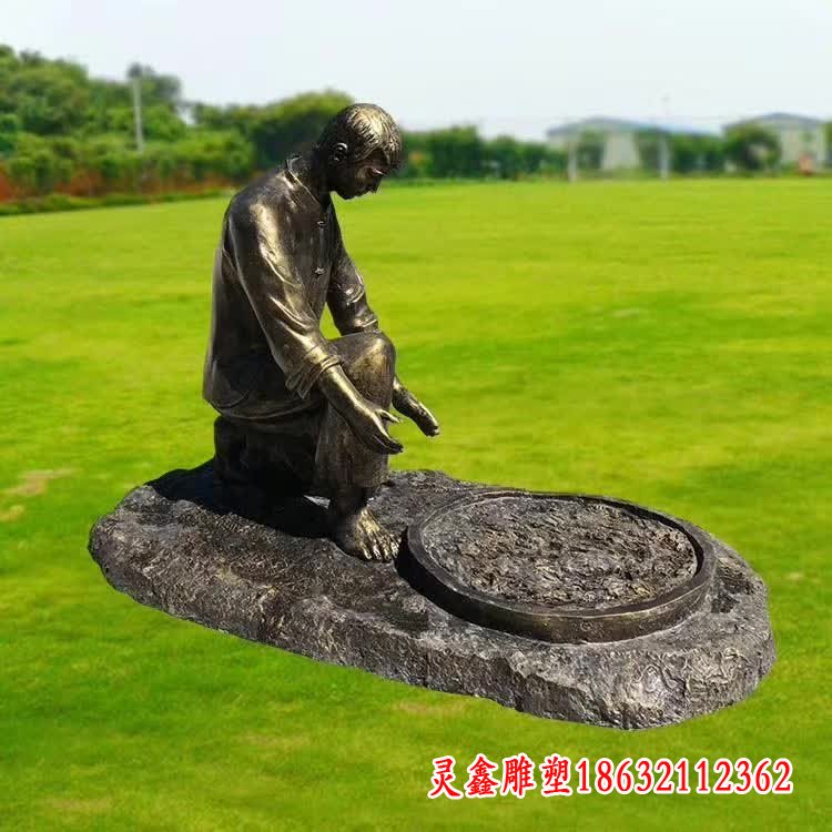 制茶工艺人物铜雕