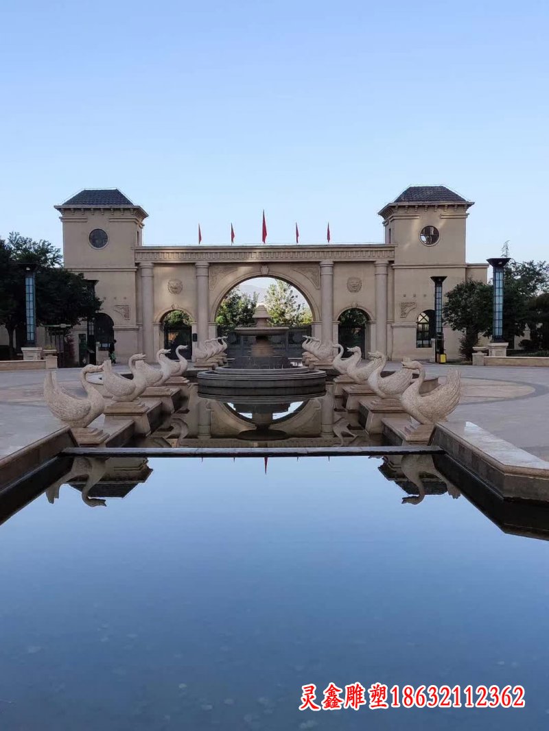 小区天鹅喷泉石雕