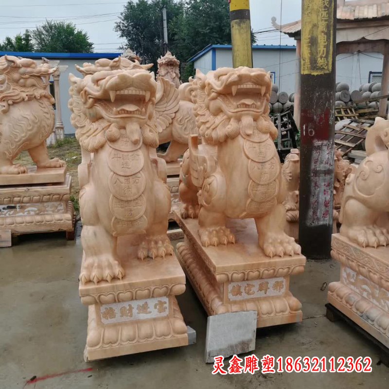 晚霞红招财貔貅石雕