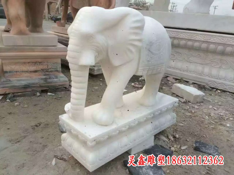汉白玉吉祥大象雕塑