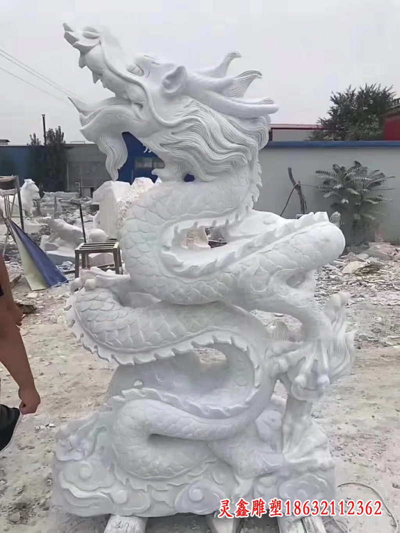 汉白玉生肖龙雕塑