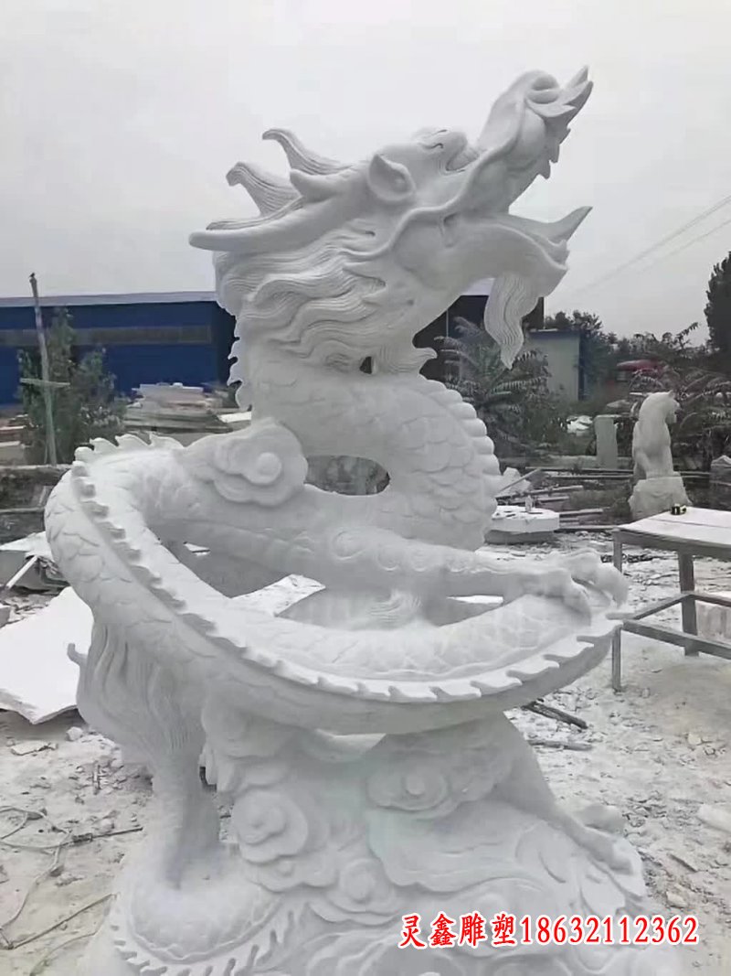 汉白玉生肖龙雕塑