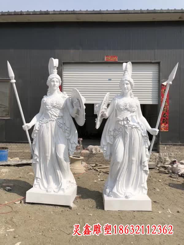 汉白玉西方美女战士雕塑