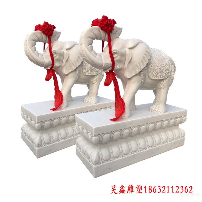 汉白玉招财大象雕塑