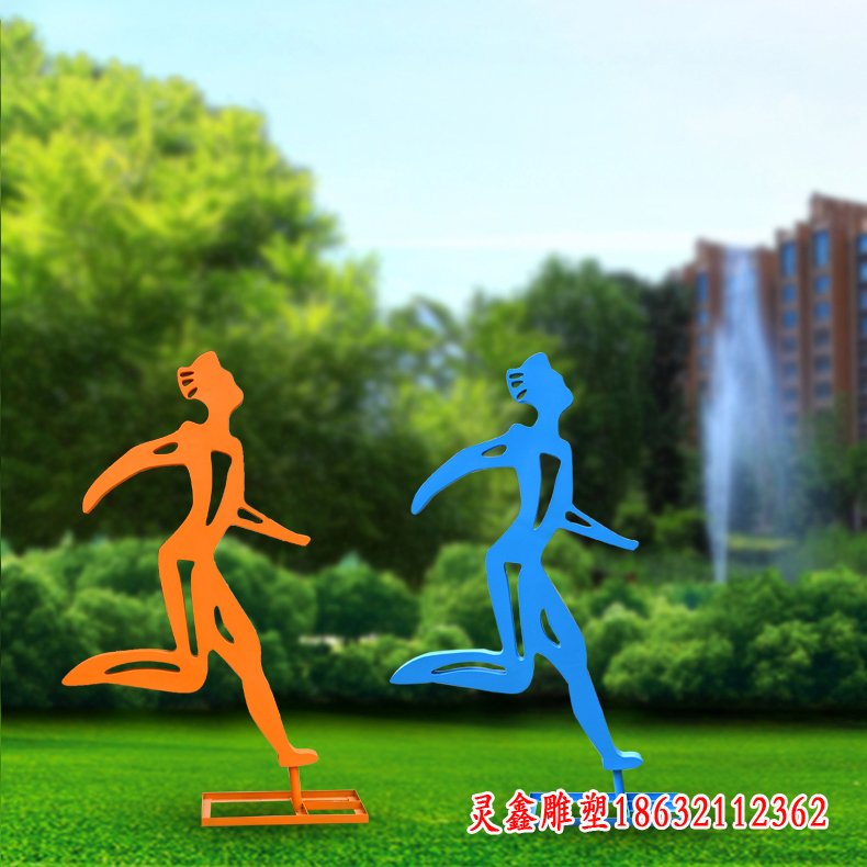 不锈钢抽象跑步人物雕塑