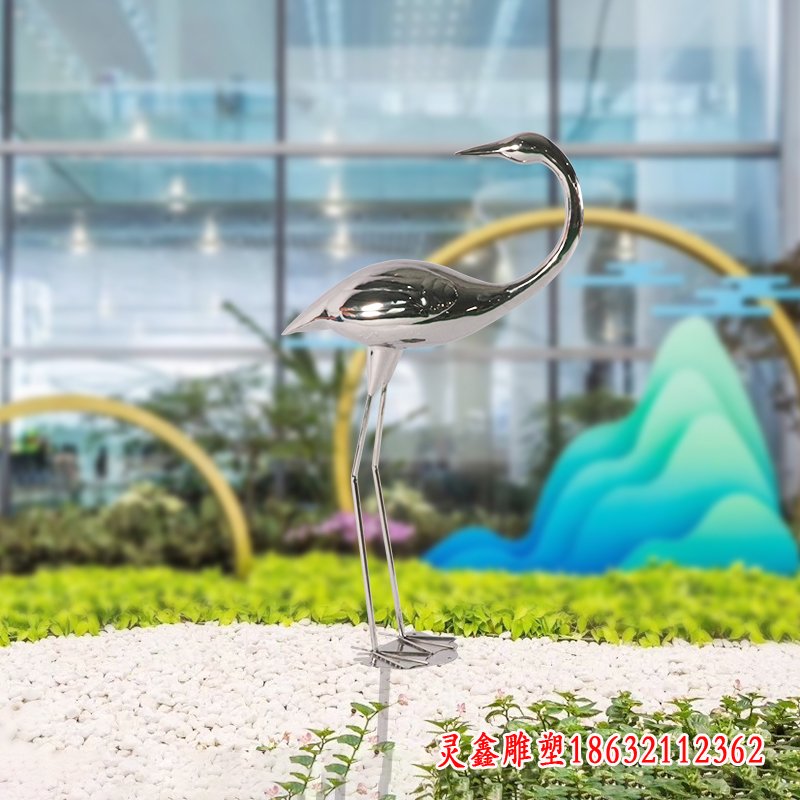 不锈钢抽象仙鹤雕塑