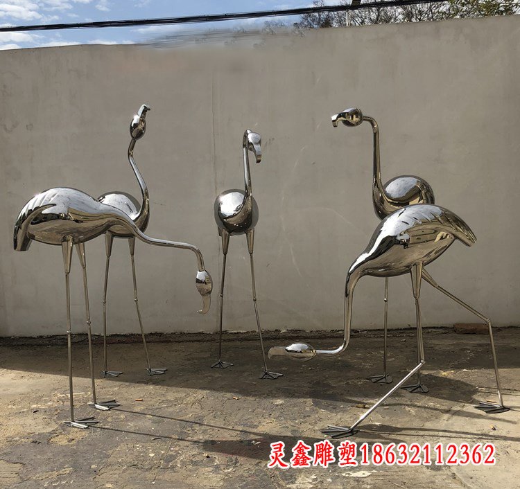 不锈钢锻造火烈鸟动物雕塑