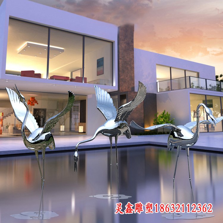 不锈钢祥瑞仙鹤雕塑