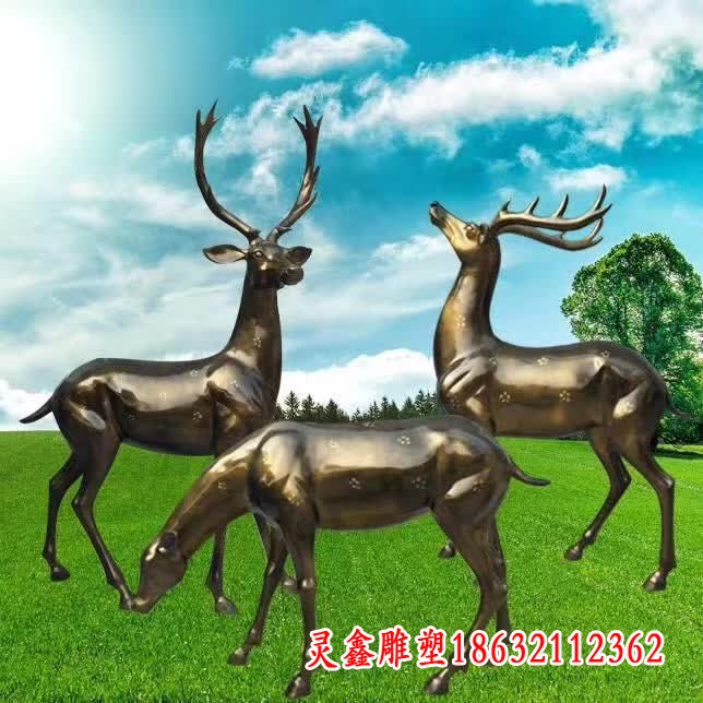 户外福鹿铜雕
