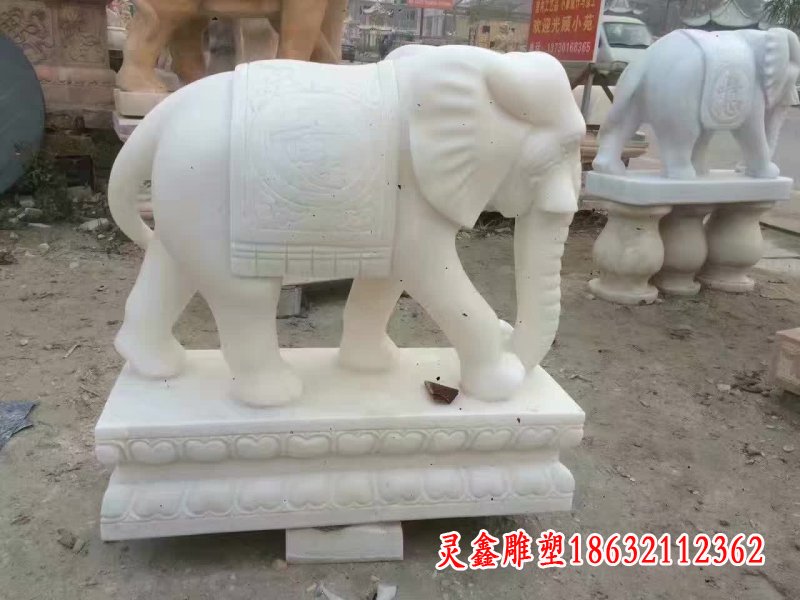 汉白玉吉祥大象动物雕塑