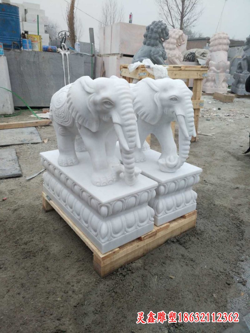 汉白玉小象雕塑