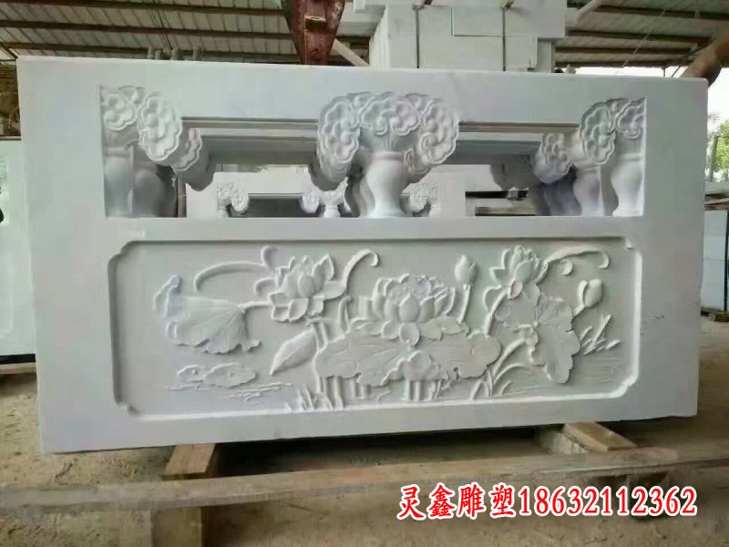 荷花石浮雕栏板雕塑
