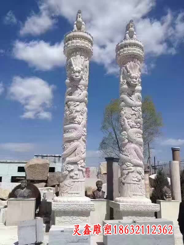 汉白玉龙柱雕塑