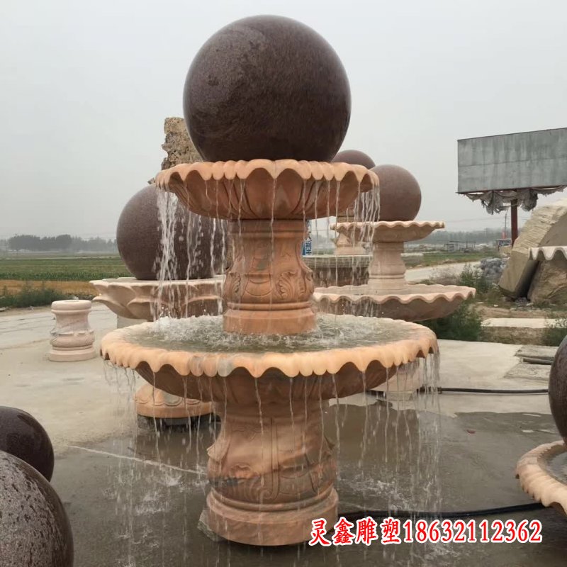 晚霞红喷泉雕塑