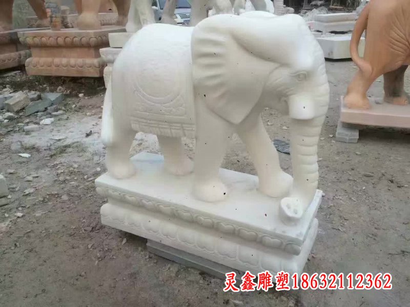公园汉白玉吉祥大象雕塑