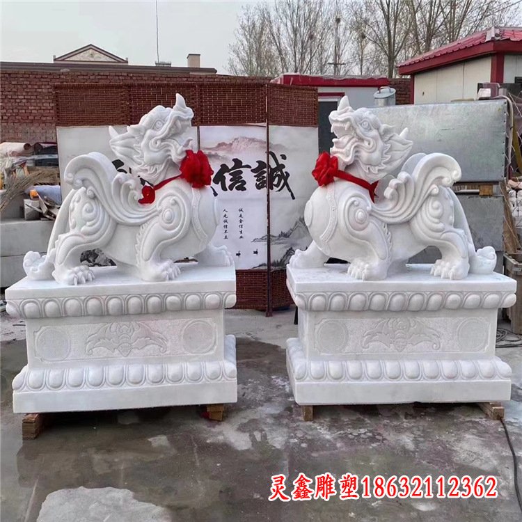 庭院门口汉白玉貔貅石雕