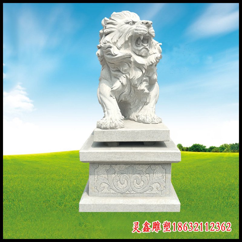 银行门口西洋狮石雕