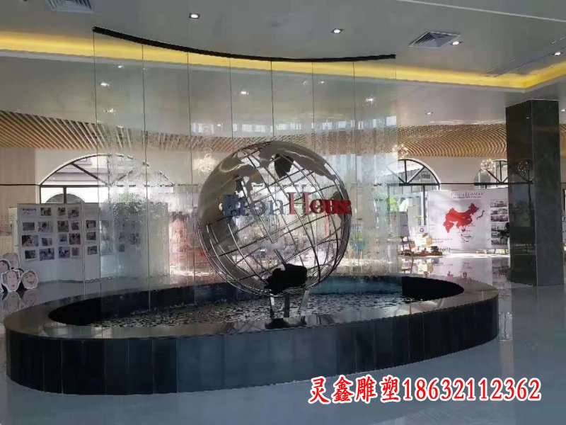 不锈钢镂空地球仪喷泉雕塑