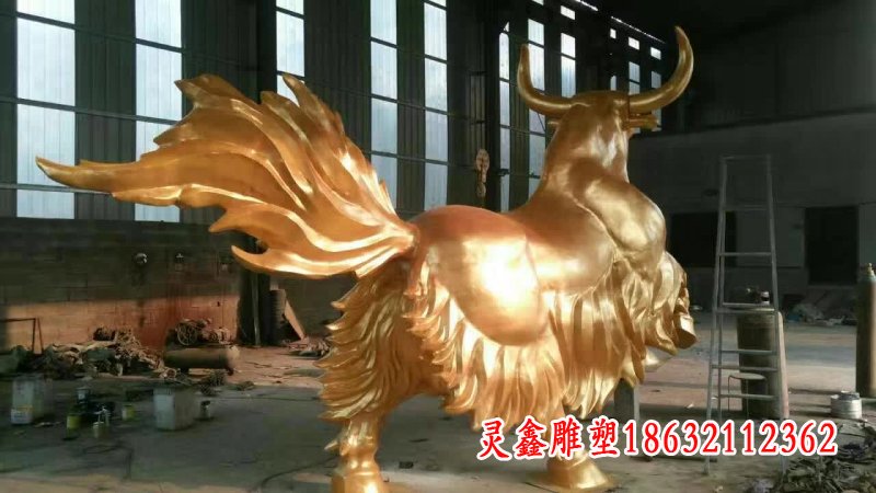 公园不锈钢钛金牦牛雕塑