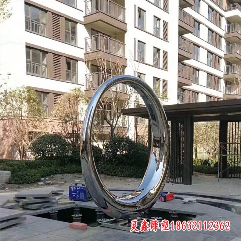 公园不锈钢圆环水帘雕塑