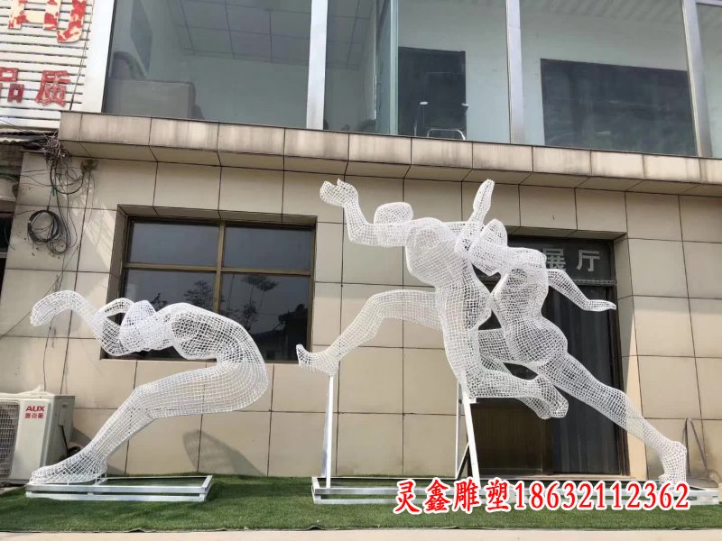 不锈钢运动跳远人物雕塑