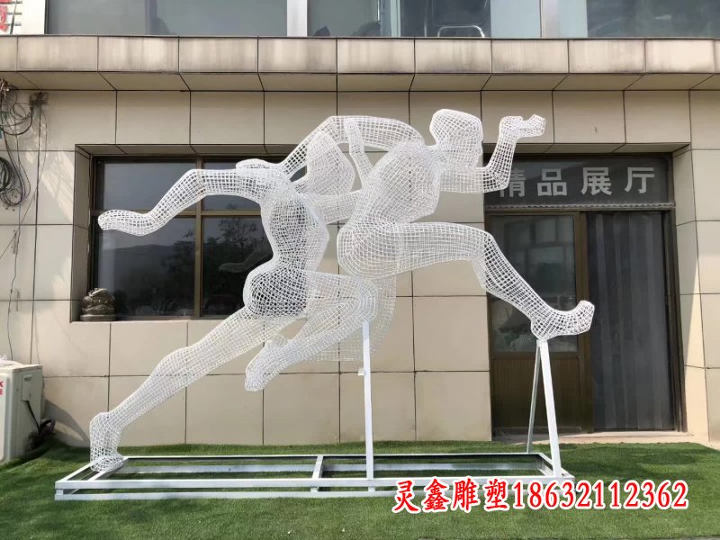 不锈钢运动跳远人物雕塑