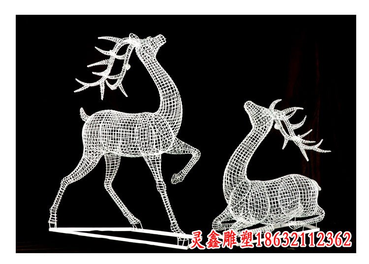 发光镂空梅花鹿景观雕塑