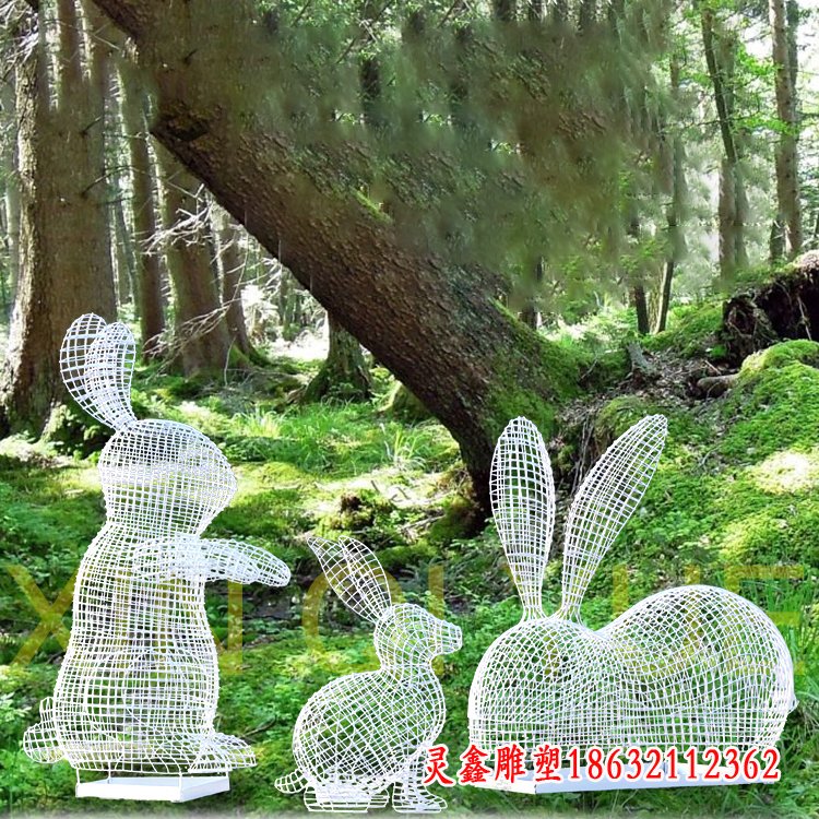 公园镂空兔子动物雕塑