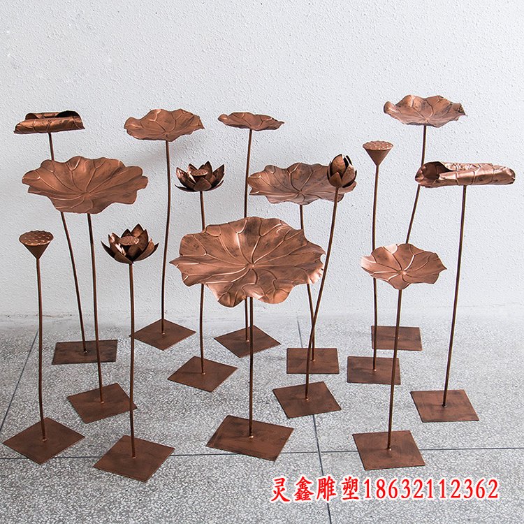 公园古铜色荷花不锈钢雕塑
