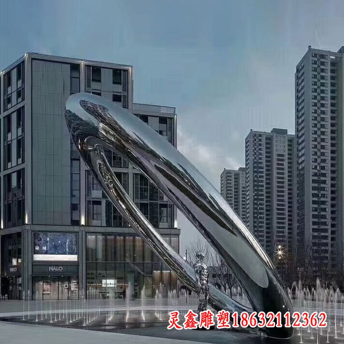 广场不锈钢圆环雕塑