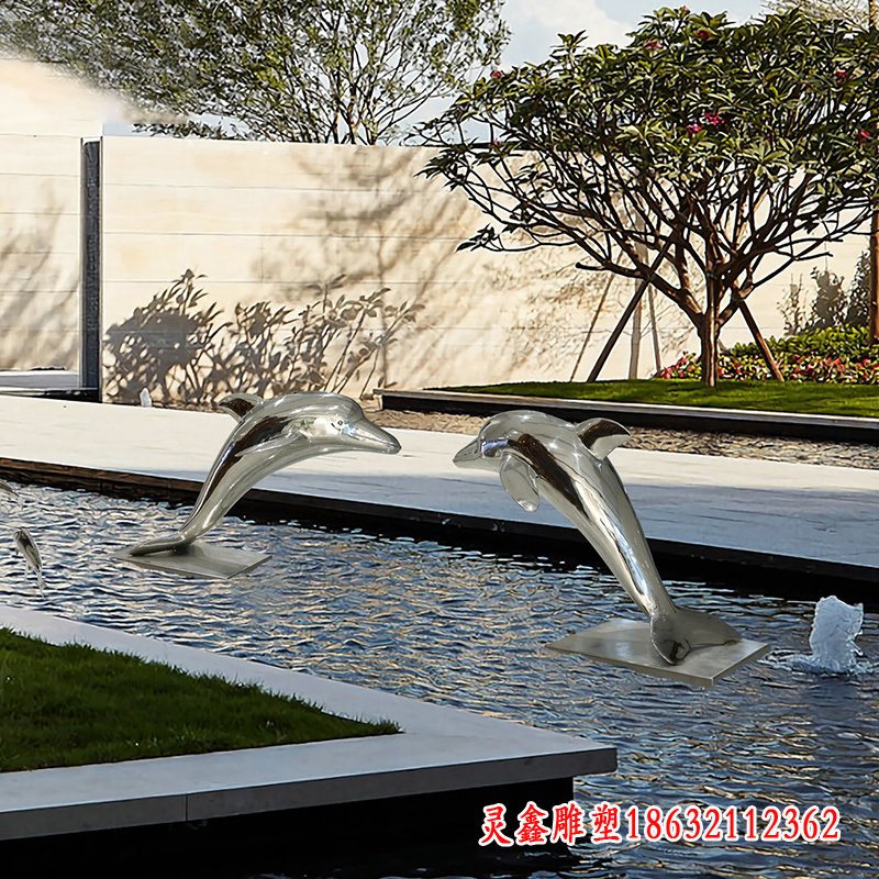 海洋之恋不锈钢海豚雕塑