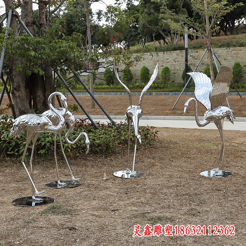 火烈鸟不锈钢雕塑