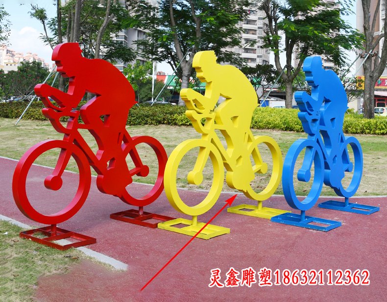 竞技自行车不锈钢人物雕塑